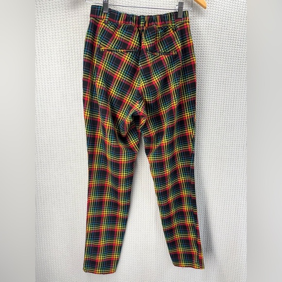 Hot Topic Rainbow Plaid Women’s Tapered Pants Sz Small Grunge Pride Y2K Emo Punk - Picture 3 of 7